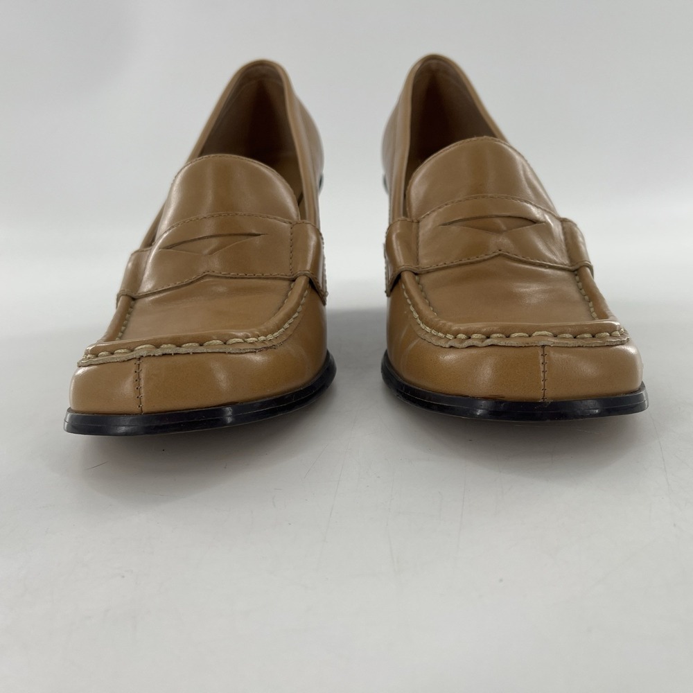 Vintage 90s Nine West Wedge Womens Square Toe Pinched Loafers Nude Granny 9.5 M - Picture 3 of 16